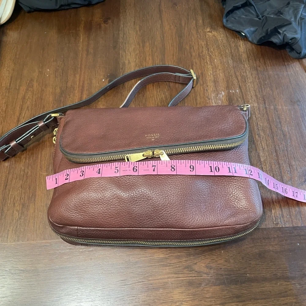 Fossil Preston Brown Pebbled Leather Messenger Bag